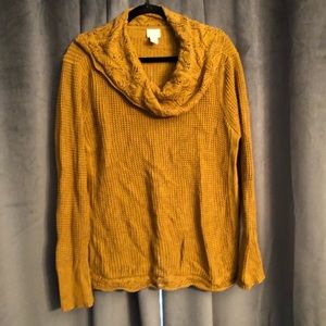 Chico’s olive green sweater with cowl neck